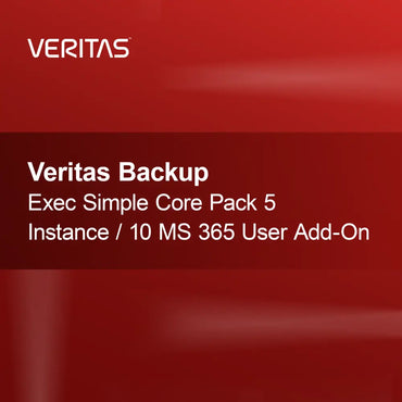Pachet de bază simplu Veritas Backup Exec 5 instanțe / supliment 10 utilizatori MS 365